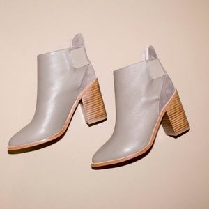 Sol Sana Gray Leather Block Heel Ankle Boots